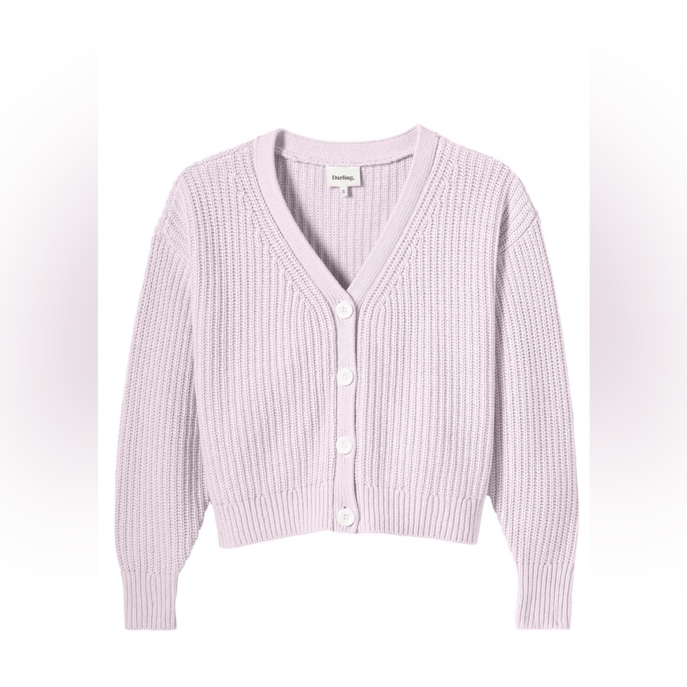 Darling Pastel Lilac V-Neck Button Cardigan